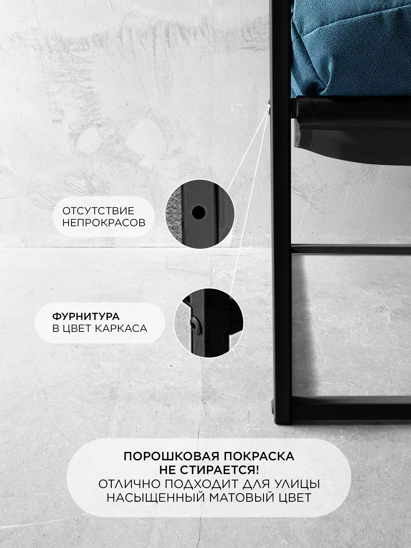 Кресло в стиле лофт Лофтовик комфи ++ рогожка голубой — фото 5