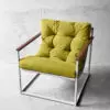 Кресло для отдыха Лофтовик Комфи ++ желтый велюр, белый металл
