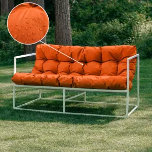 Диван садовый Лофтовик + оксфорд оранжевый белый металл