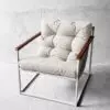 Кресло для отдыха Лофтовик Комфи ++ бежевый рогожка, белый металл