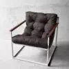 Кресло для отдыха Лофтовик Комфи ++ коричневый рогожка, белый металл